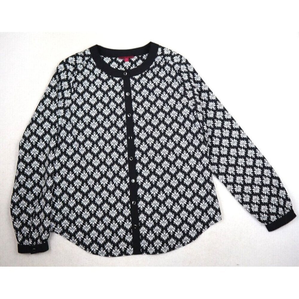 212 COLLECTION - WOMEN'S BLACK & WHITE PRINT SILKY TEXTURED BLOUSE - SIZE M